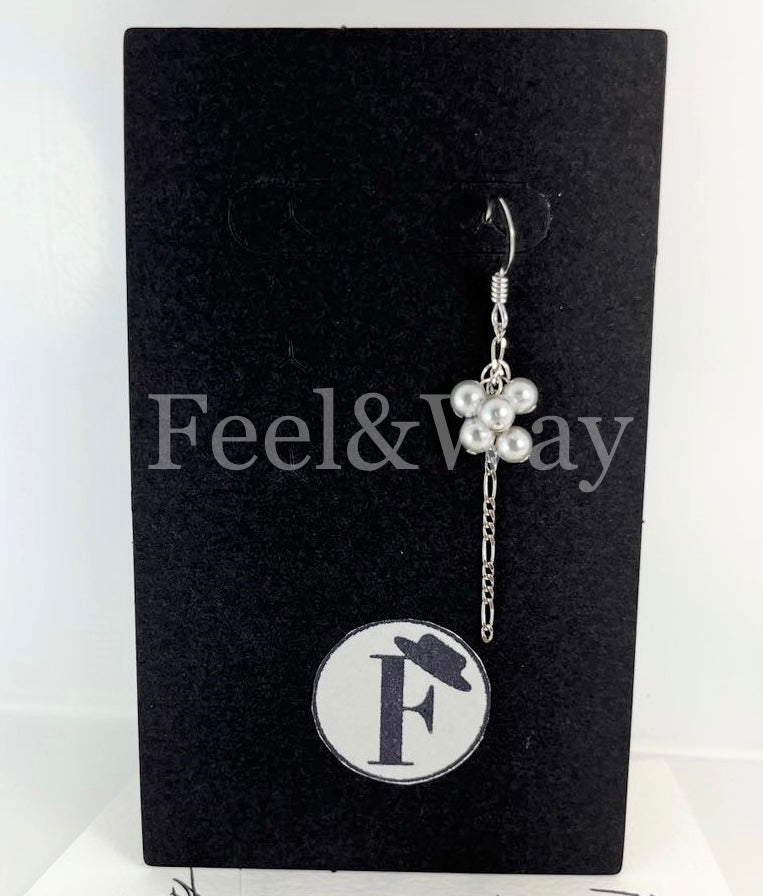 グレー 貝パール 純銀 S925 ロジウムコーディング シルバー チェーン イヤリング ピアス Feel&Way feel.and.way feel-way.com