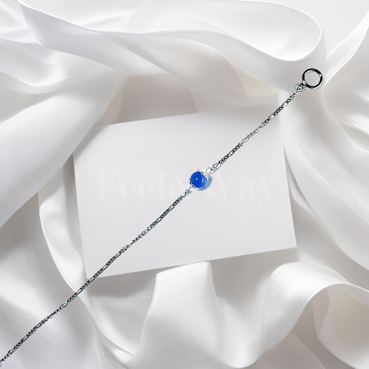 one blue agate powerstone ponit design of silver925 bracelet for business office women and work women 