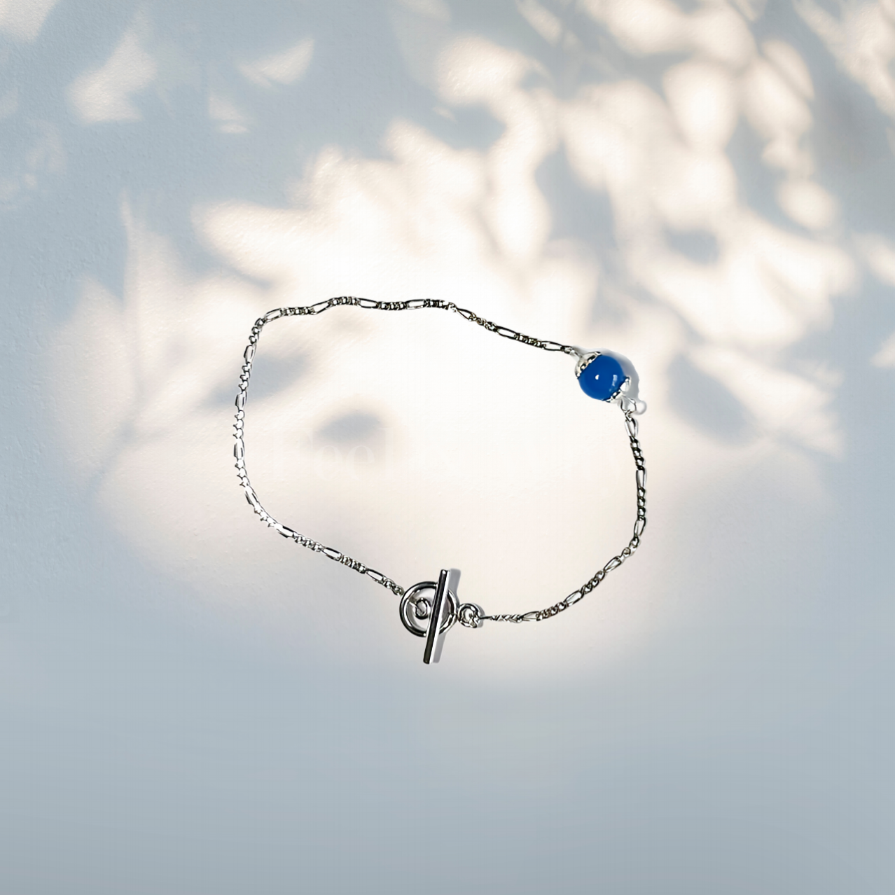one blue agate powerstone ponit design of silver925 bracelet for business office women and work women 