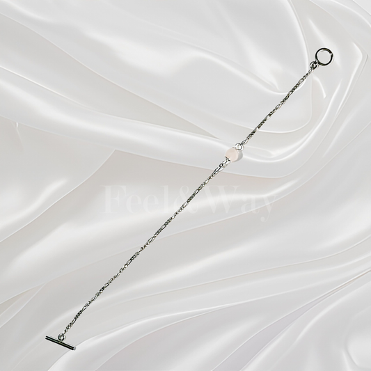 The powerstone rose worts silver bracelet with a simple design for business work women and office women. 