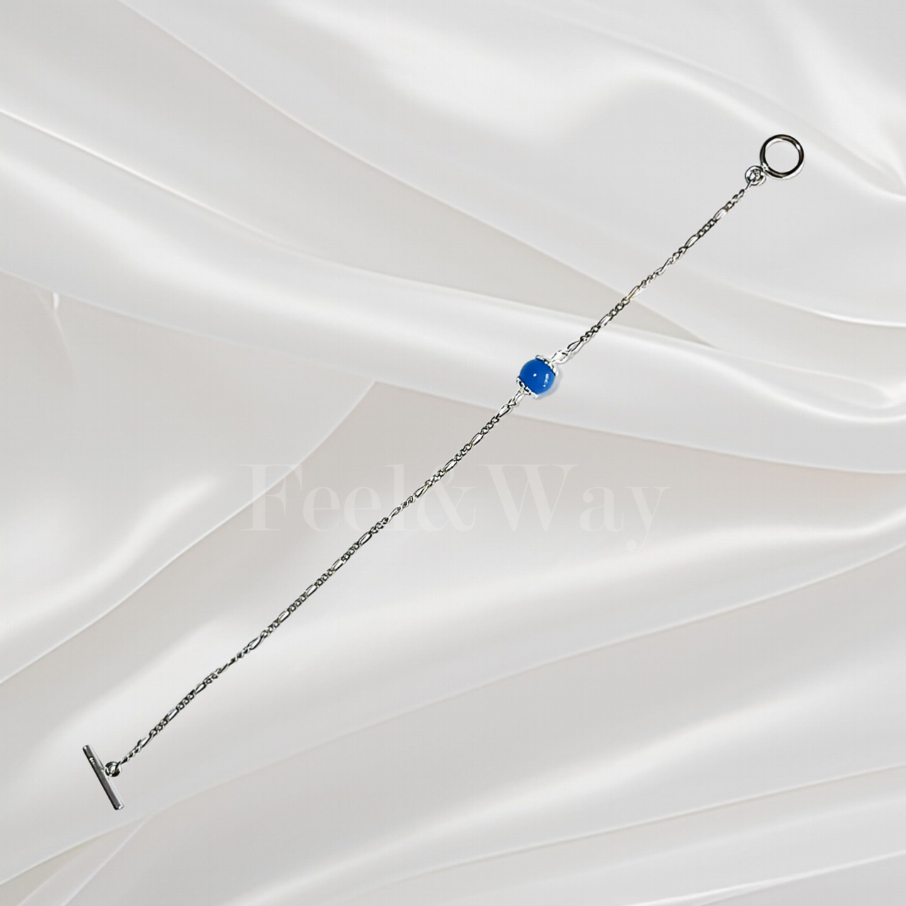 one blue agate powerstone ponit design of silver925 bracelet for business office women and work women 