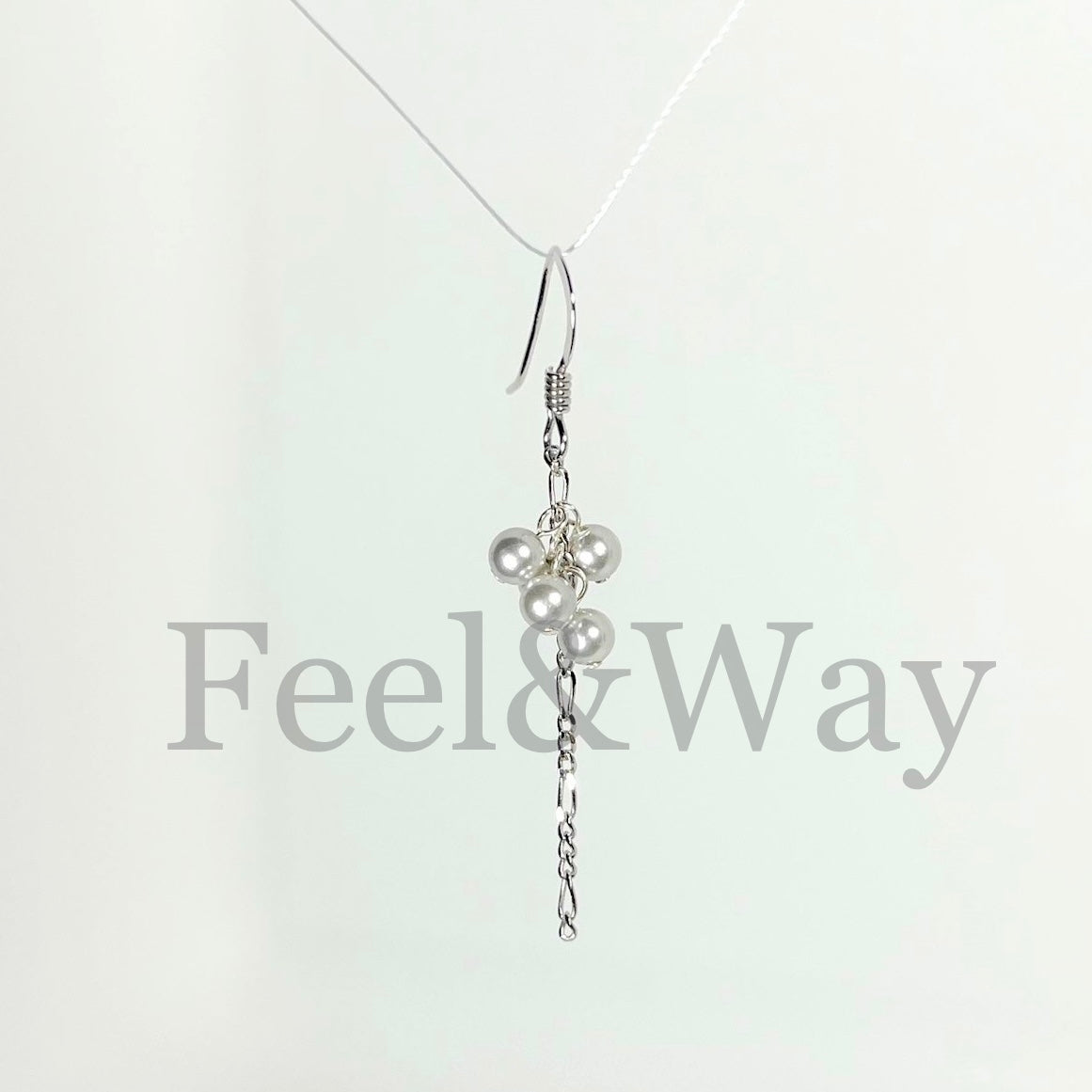 グレー　貝パール　純銀　S925 ロジウムコーディング　シルバー　チェーン　イヤリング　ピアス　Feel&Way feel.and.way feel-way.com 