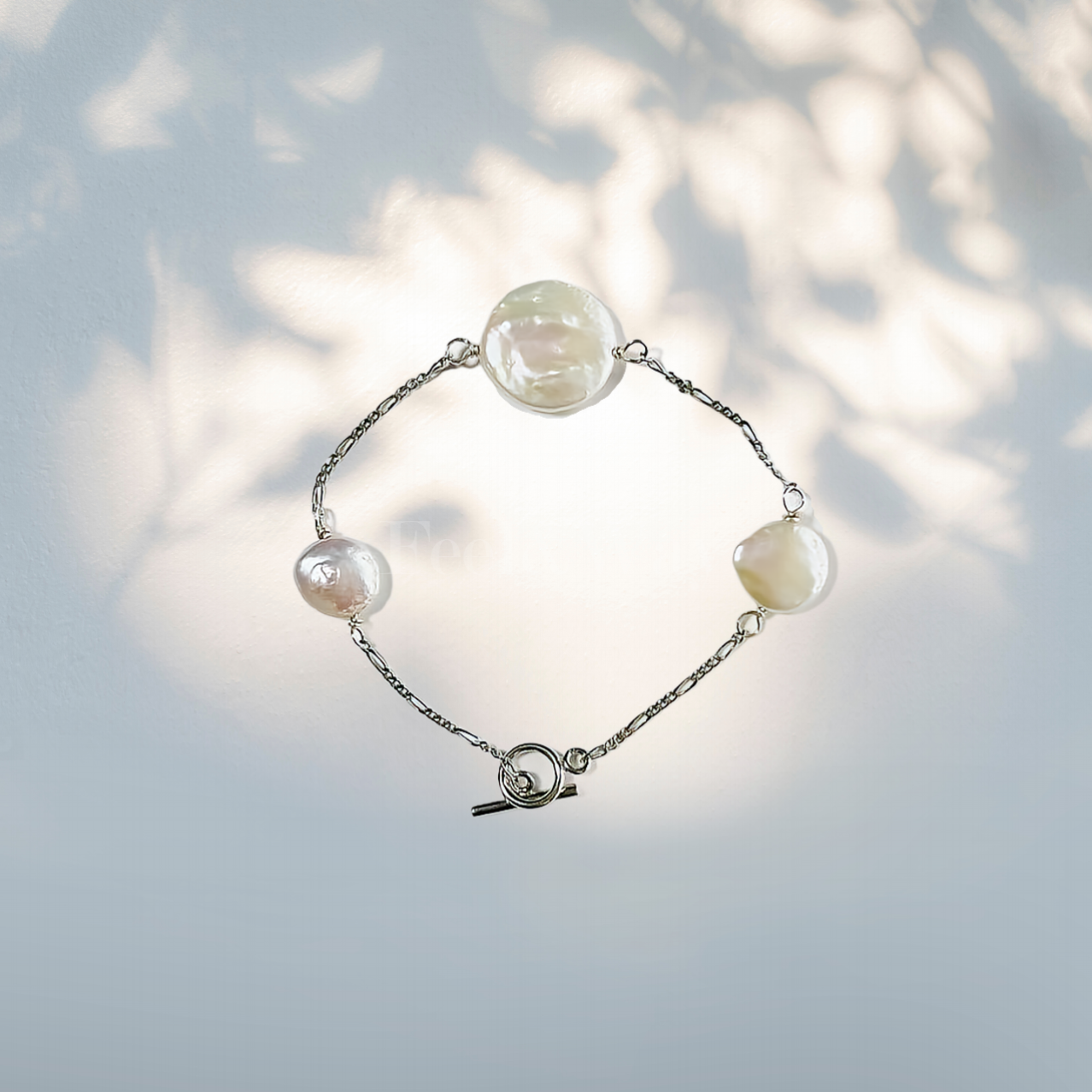 three diffrence freshwater peals of simple design silver bracelet for business office women and work women