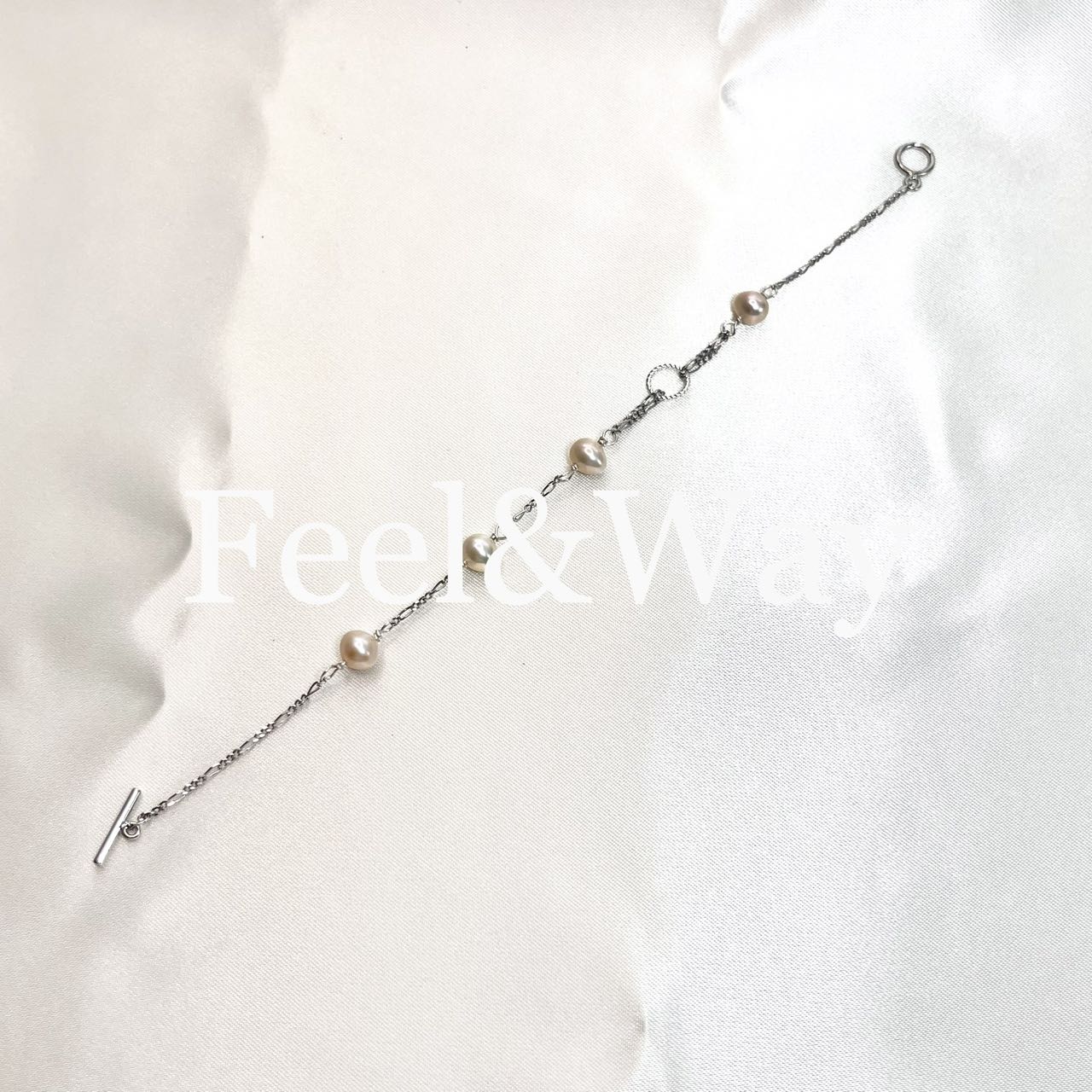 ピンク　淡水パール　純銀　リング　シルバー　ロジウムコーディング　チェーン　ブレスレット　Feel&Way 