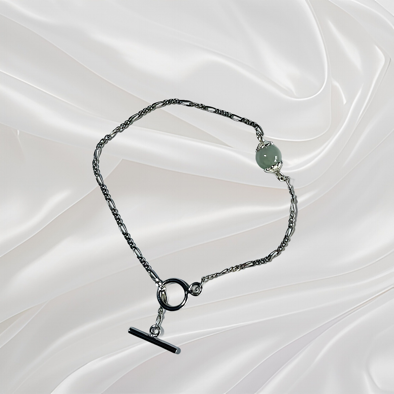 silver bracelet with jade point design for business person or office women and  work women