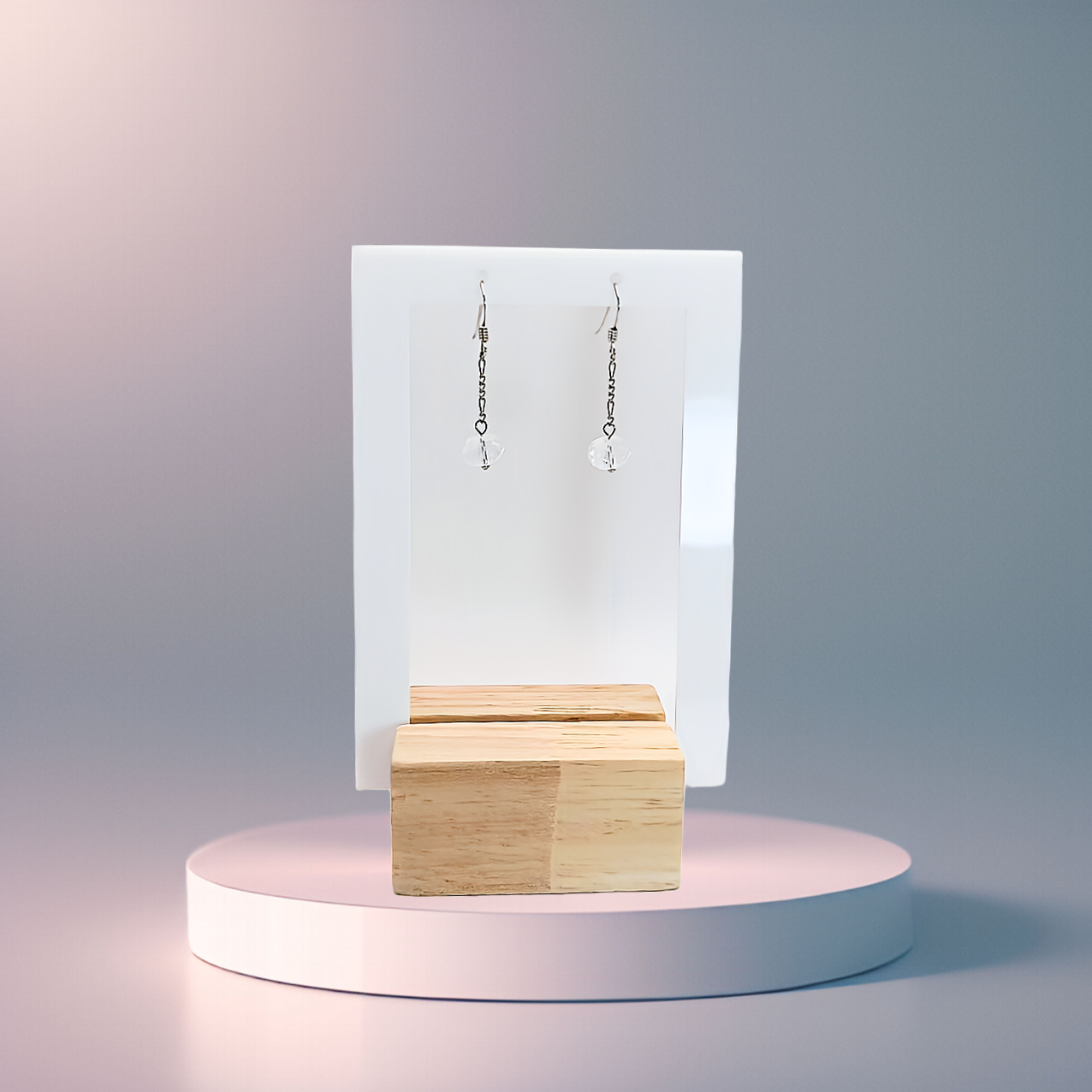 【銀925+ロジウムコーディング】揺れるクリスタル（水晶）フックピアス
